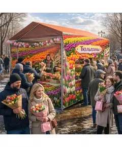 Палатка каркасная тюльпаны